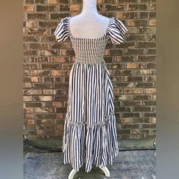 La Ligne Lottie flutter sleeve midi Dress Ivory Small Vacation family photos - Picture 9 of 15